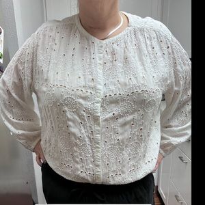 White eyelet cotton blouse by Old Navy XXL.